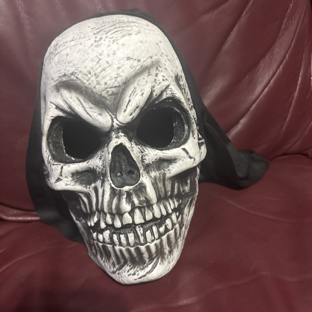 Skull Skeleton Reaper Scary Halloween Costume Mask Adult